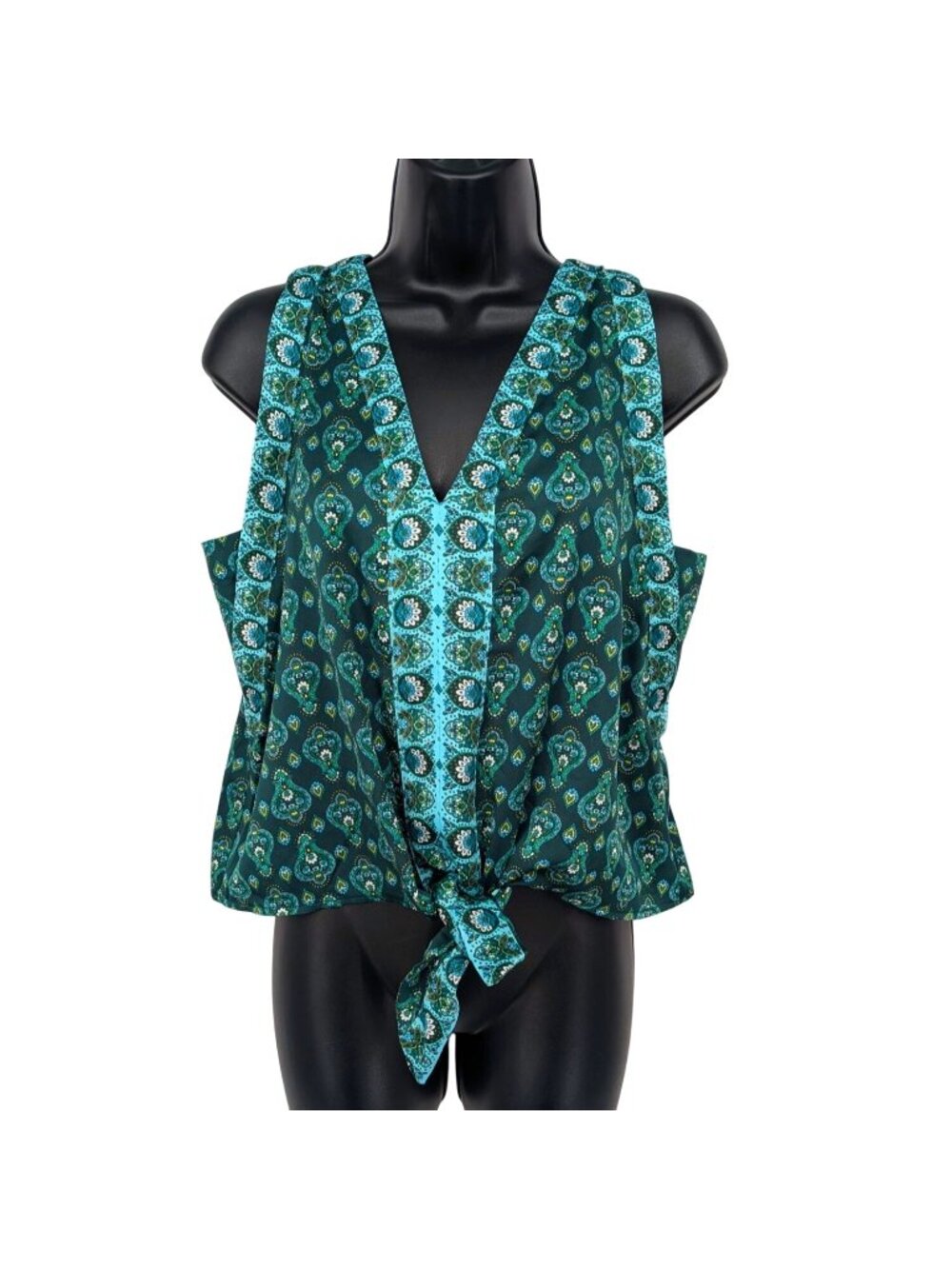 LOFT Paisley Tie Front Tank Festival Indie Boho Coastal Resort Casual Top Medium